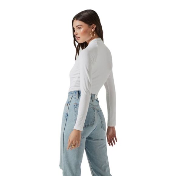 ASTR 90s Ribbed White Cutout Bodysuit Women's Size Small NWOT - Picture 5 of 14